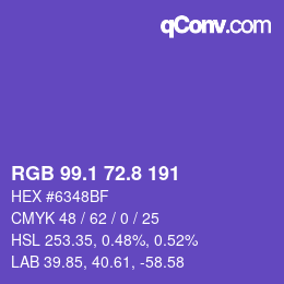カラーコード: RGB 99.1 72.8 191 | qconv.com