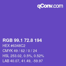 カラーコード: RGB 99.1 72.8 194 | qconv.com