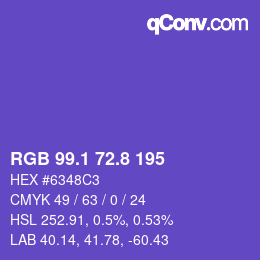 カラーコード: RGB 99.1 72.8 195 | qconv.com
