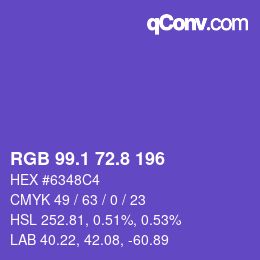 カラーコード: RGB 99.1 72.8 196 | qconv.com
