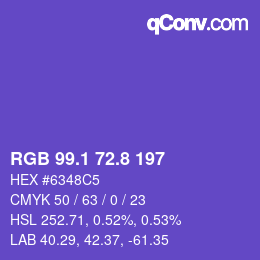 カラーコード: RGB 99.1 72.8 197 | qconv.com