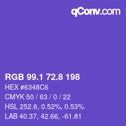 カラーコード: RGB 99.1 72.8 198 | qconv.com
