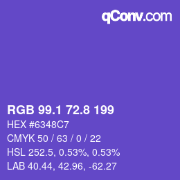 カラーコード: RGB 99.1 72.8 199 | qconv.com