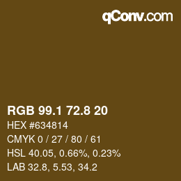 Color code: RGB 99.1 72.8 20 | qconv.com