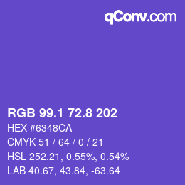 カラーコード: RGB 99.1 72.8 202 | qconv.com