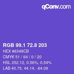 カラーコード: RGB 99.1 72.8 203 | qconv.com