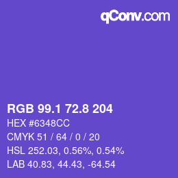 カラーコード: RGB 99.1 72.8 204 | qconv.com