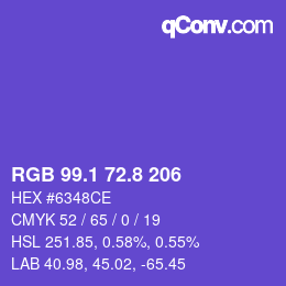 カラーコード: RGB 99.1 72.8 206 | qconv.com