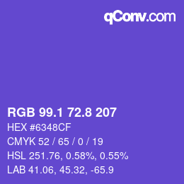 カラーコード: RGB 99.1 72.8 207 | qconv.com