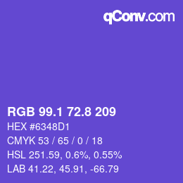 カラーコード: RGB 99.1 72.8 209 | qconv.com