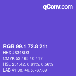 カラーコード: RGB 99.1 72.8 211 | qconv.com