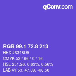 カラーコード: RGB 99.1 72.8 213 | qconv.com
