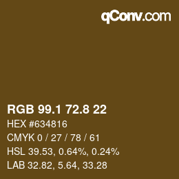 Color code: RGB 99.1 72.8 22 | qconv.com