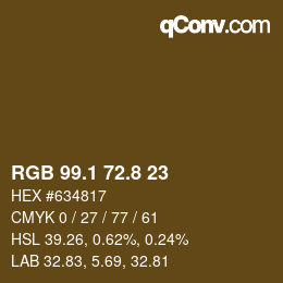 Farbcode: RGB 99.1 72.8 23 | qconv.com