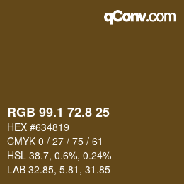 Farbcode: RGB 99.1 72.8 25 | qconv.com