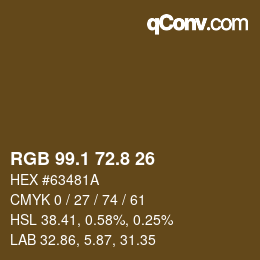 カラーコード: RGB 99.1 72.8 26 | qconv.com
