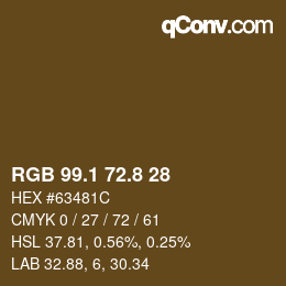Color code: RGB 99.1 72.8 28 | qconv.com