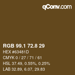 Color code: RGB 99.1 72.8 29 | qconv.com