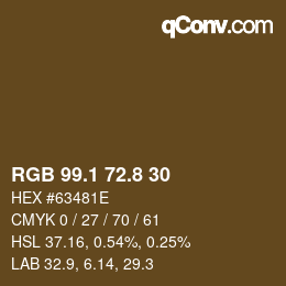 Color code: RGB 99.1 72.8 30 | qconv.com