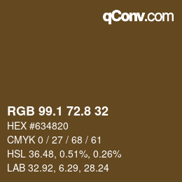 Color code: RGB 99.1 72.8 32 | qconv.com