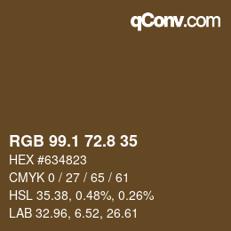 Color code: RGB 99.1 72.8 35 | qconv.com