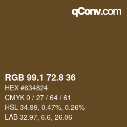 カラーコード: RGB 99.1 72.8 36 | qconv.com