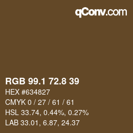 Color code: RGB 99.1 72.8 39 | qconv.com