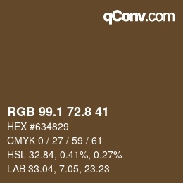 カラーコード: RGB 99.1 72.8 41 | qconv.com