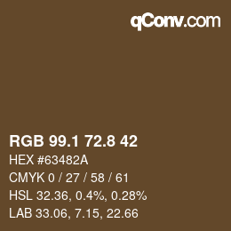 Color code: RGB 99.1 72.8 42 | qconv.com