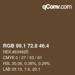 カラーコード: RGB 99.1 72.8 46.4 | qconv.com
