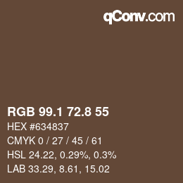 カラーコード: RGB 99.1 72.8 55 | qconv.com