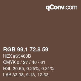 Color code: RGB 99.1 72.8 59 | qconv.com