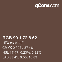 Color code: RGB 99.1 72.8 62 | qconv.com