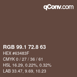 Color code: RGB 99.1 72.8 63 | qconv.com