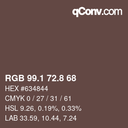 Farbcode: RGB 99.1 72.8 68 | qconv.com