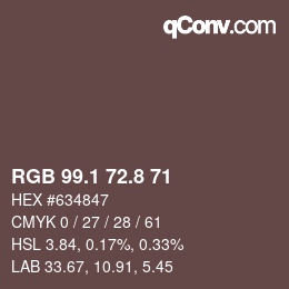 Código de color: RGB 99.1 72.8 71 | qconv.com