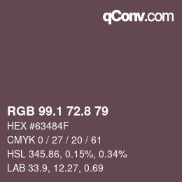 Color code: RGB 99.1 72.8 79 | qconv.com