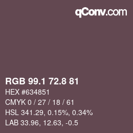 Farbcode: RGB 99.1 72.8 81 | qconv.com