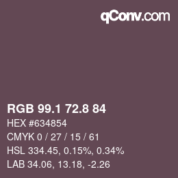 Color code: RGB 99.1 72.8 84 | qconv.com