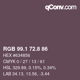 Color code: RGB 99.1 72.8 86 | qconv.com