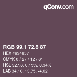 カラーコード: RGB 99.1 72.8 87 | qconv.com
