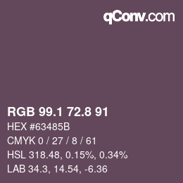 Color code: RGB 99.1 72.8 91 | qconv.com