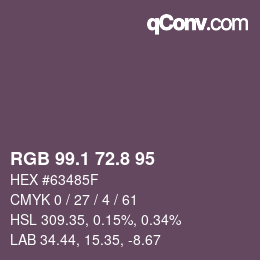 Color code: RGB 99.1 72.8 95 | qconv.com