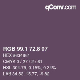 Color code: RGB 99.1 72.8 97 | qconv.com