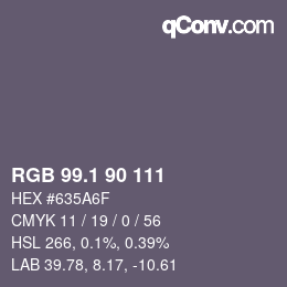 カラーコード: RGB 99.1 90 111 | qconv.com