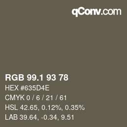 Color code: RGB 99.1 93 78 | qconv.com