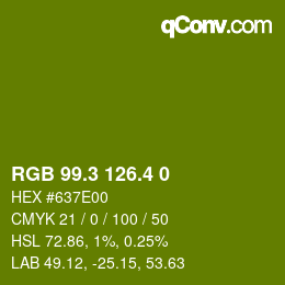 カラーコード: RGB 99.3 126.4 0 | qconv.com