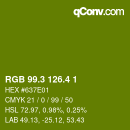 カラーコード: RGB 99.3 126.4 1 | qconv.com