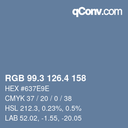カラーコード: RGB 99.3 126.4 158 | qconv.com