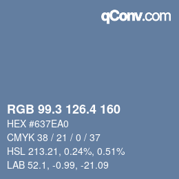 カラーコード: RGB 99.3 126.4 160 | qconv.com